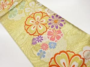 桜尽くしに雪輪・流水模様織出し袋帯